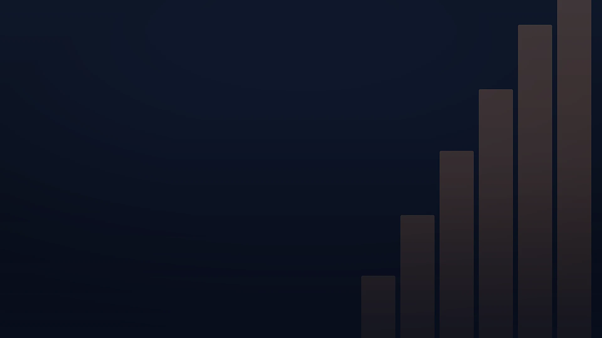Deep navy field with a subtle ascending bronze bar motif, evoking sustained high performance